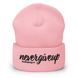 nevergiveup™ Branded Cuffed Beanie - Embroidered Black Thread