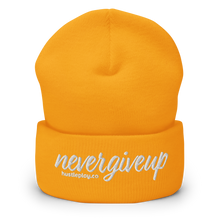 Load image into Gallery viewer, nevergiveup™ Branded Cuffed Beanie - Embroidered White Thread
