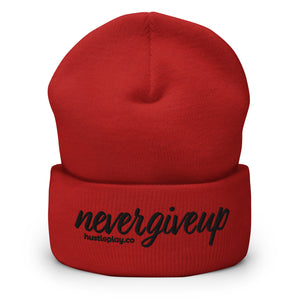 nevergiveup™ Branded Cuffed Beanie - Embroidered Black Thread