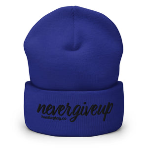 nevergiveup™ Branded Cuffed Beanie - Embroidered Black Thread