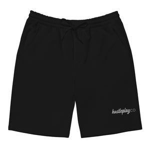 hustleplay.co Signature Unisex Fleece Shorts - Embroidered White Thread