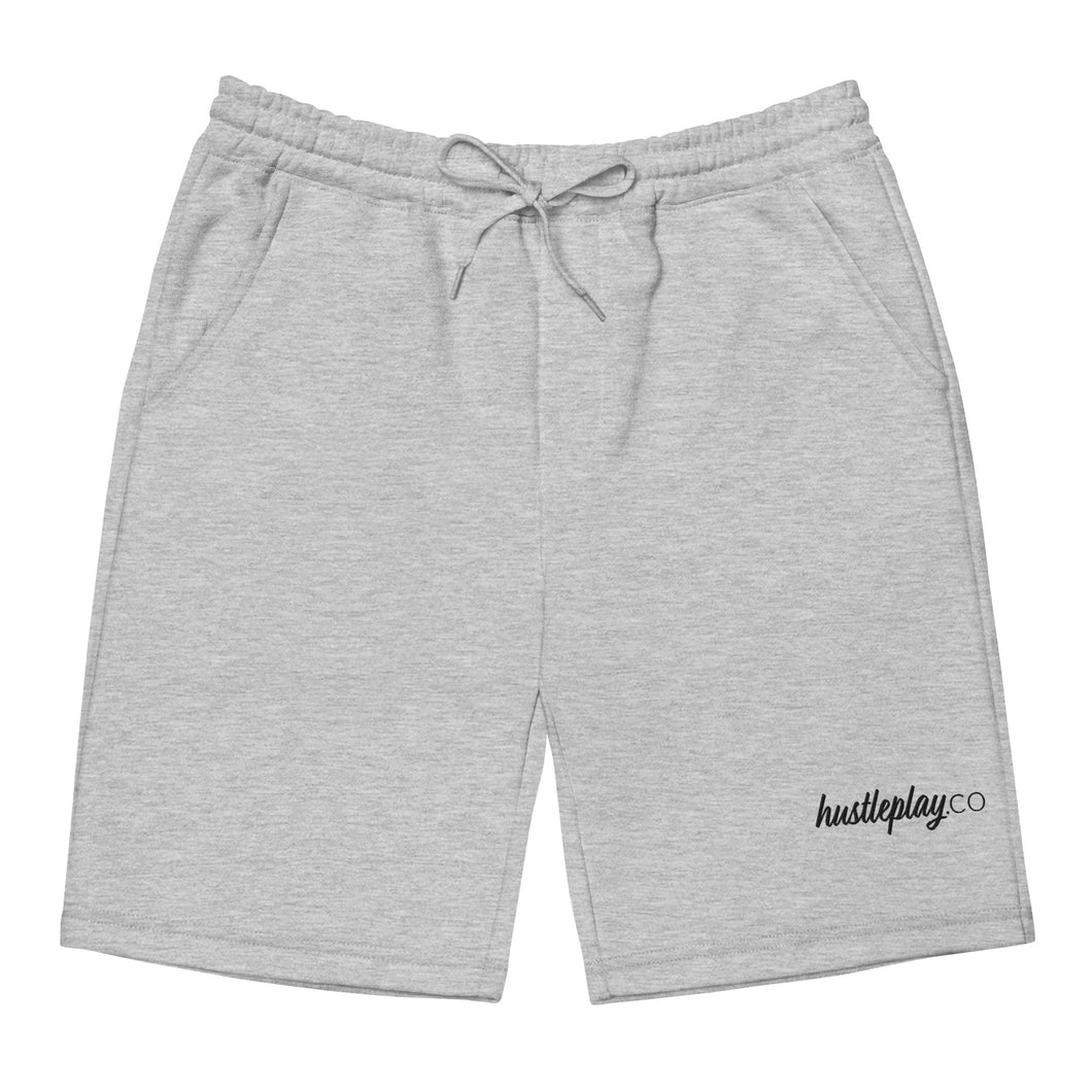 hustleplay.co Signature Unisex Fleece Shorts - Embroidered Black Thread