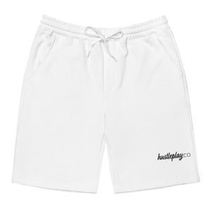 hustleplay.co Signature Unisex Fleece Shorts - Embroidered Black Thread