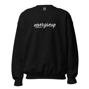 nevergiveup™ Branded Unisex Sweatshirt - Embroidered White Thread