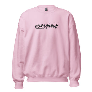 nevergiveup™ Branded Unisex Sweatshirt - Embroidered Black Thread