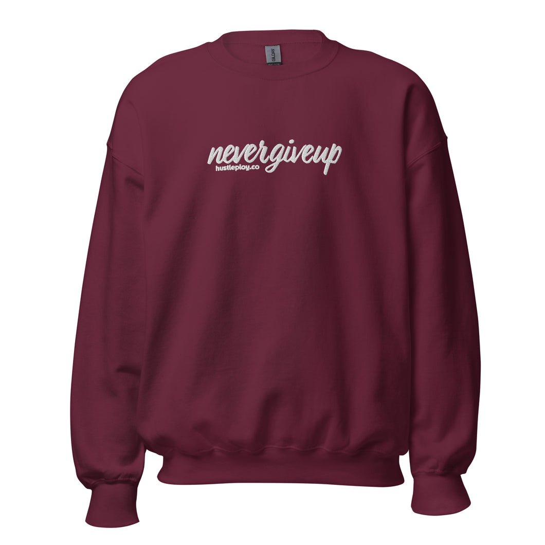 nevergiveup™ Branded Unisex Sweatshirt - Embroidered White Thread