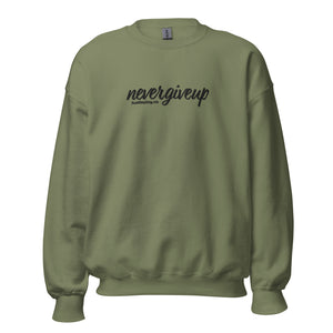 nevergiveup™ Branded Unisex Sweatshirt - Embroidered Black Thread