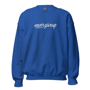 nevergiveup™ Branded Unisex Sweatshirt - Embroidered White Thread