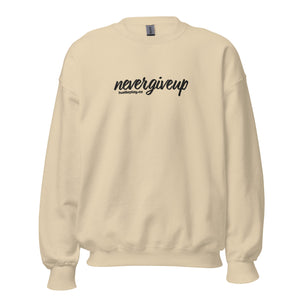 nevergiveup™ Branded Unisex Sweatshirt - Embroidered Black Thread