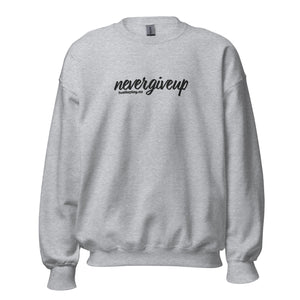 nevergiveup™ Branded Unisex Sweatshirt - Embroidered Black Thread