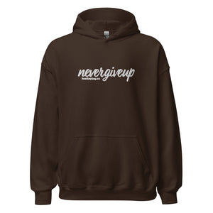 nevergiveup™ Branded Unisex Pull Over Hoodie - Embroidered White Thread