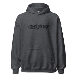 nevergiveup™ Branded Unisex Pull Over Hoodie - Embroidered Black Thread