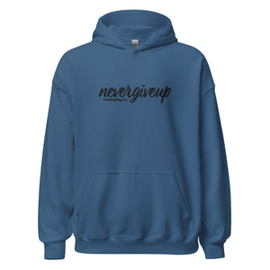 nevergiveup™ Branded Unisex Pull Over Hoodie - Embroidered Black Thread