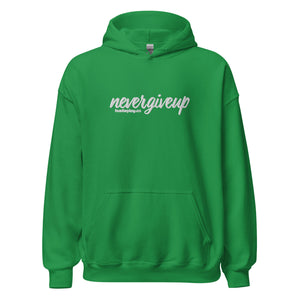 nevergiveup™ Branded Unisex Pull Over Hoodie - Embroidered White Thread