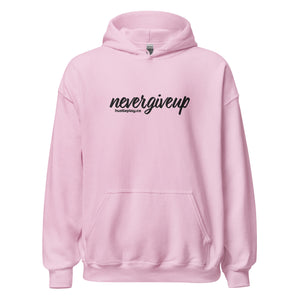 nevergiveup™ Branded Unisex Pull Over Hoodie - Embroidered Black Thread