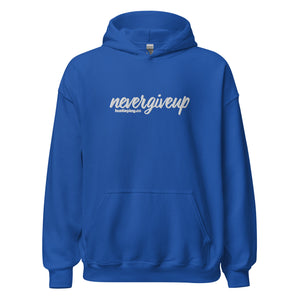 nevergiveup™ Branded Unisex Pull Over Hoodie - Embroidered White Thread