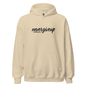 nevergiveup™ Branded Unisex Pull Over Hoodie - Embroidered Black Thread