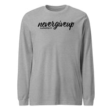 Load image into Gallery viewer, nevergiveup™ Branded Unisex Long Sleeve T-Shirt - Black Print
