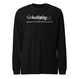 hustleplay.co Brand Logo Unisex Long Sleeve T-Shirt - White Print