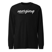 Load image into Gallery viewer, nevergiveup™ Branded Unisex Long Sleeve T-Shirt - White Print
