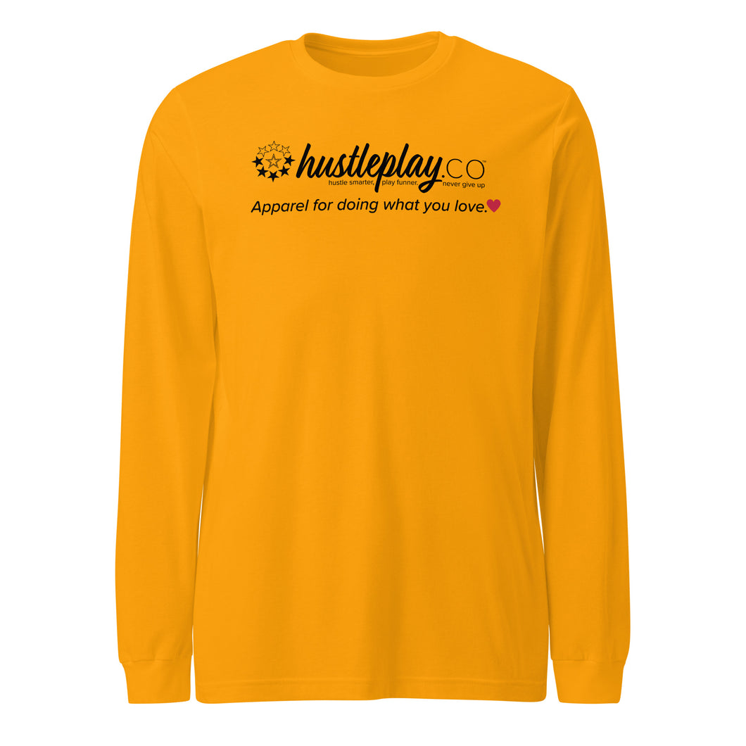 hustleplay.co Brand Logo Unisex Long Sleeve T-Shirt - Black Print