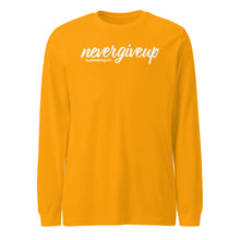 Load image into Gallery viewer, nevergiveup™ Branded Unisex Long Sleeve T-Shirt - White Print
