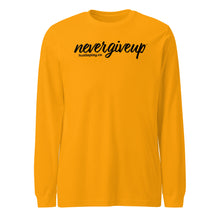 Load image into Gallery viewer, nevergiveup™ Branded Unisex Long Sleeve T-Shirt - Black Print
