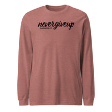 Load image into Gallery viewer, nevergiveup™ Branded Unisex Long Sleeve T-Shirt - Black Print
