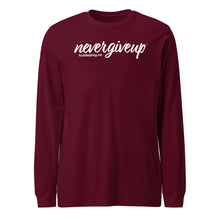 Load image into Gallery viewer, nevergiveup™ Branded Unisex Long Sleeve T-Shirt - White Print
