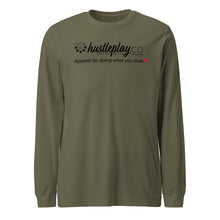 Load image into Gallery viewer, hustleplay.co Brand Logo Unisex Long Sleeve T-Shirt - Black Print
