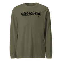 Load image into Gallery viewer, nevergiveup™ Branded Unisex Long Sleeve T-Shirt - Black Print
