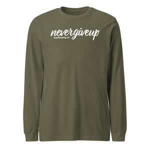 nevergiveup™ Branded Unisex Long Sleeve T-Shirt - White Print