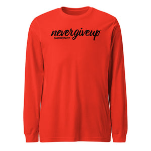 nevergiveup™ Branded Unisex Long Sleeve T-Shirt - Black Print