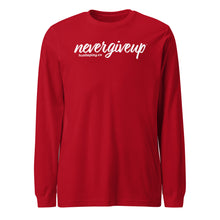 Load image into Gallery viewer, nevergiveup™ Branded Unisex Long Sleeve T-Shirt - White Print
