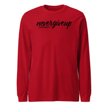 Load image into Gallery viewer, nevergiveup™ Branded Unisex Long Sleeve T-Shirt - Black Print
