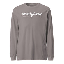 Load image into Gallery viewer, nevergiveup™ Branded Unisex Long Sleeve T-Shirt - White Print
