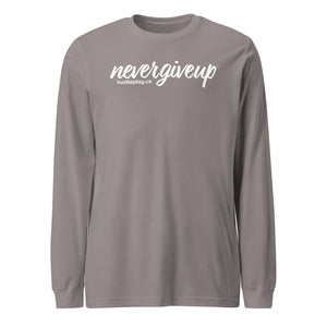 nevergiveup™ Branded Unisex Long Sleeve T-Shirt - White Print