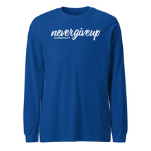 Load image into Gallery viewer, nevergiveup™ Branded Unisex Long Sleeve T-Shirt - White Print
