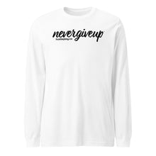 Load image into Gallery viewer, nevergiveup™ Branded Unisex Long Sleeve T-Shirt - Black Print
