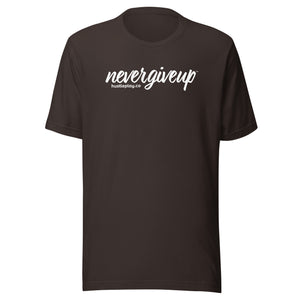 nevergiveup™ Branded Unisex Short Sleeve T-Shirt - White Print