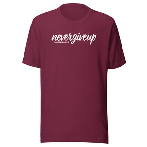 nevergiveup™ Branded Unisex Short Sleeve T-Shirt - White Print