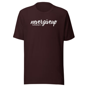 nevergiveup™ Branded Unisex Short Sleeve T-Shirt - White Print