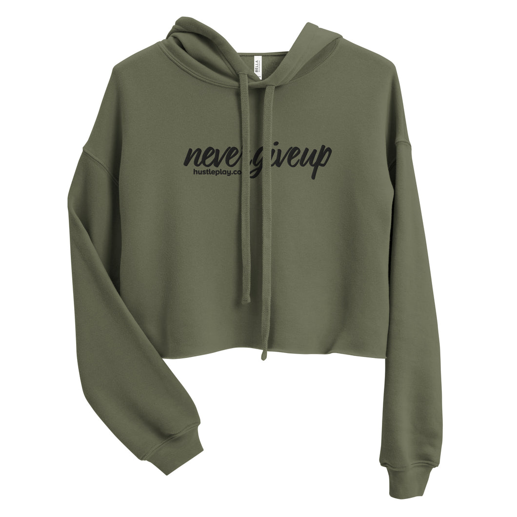 nevergiveup™ Branded Cropped Hoodie - Embroidered Black Thread